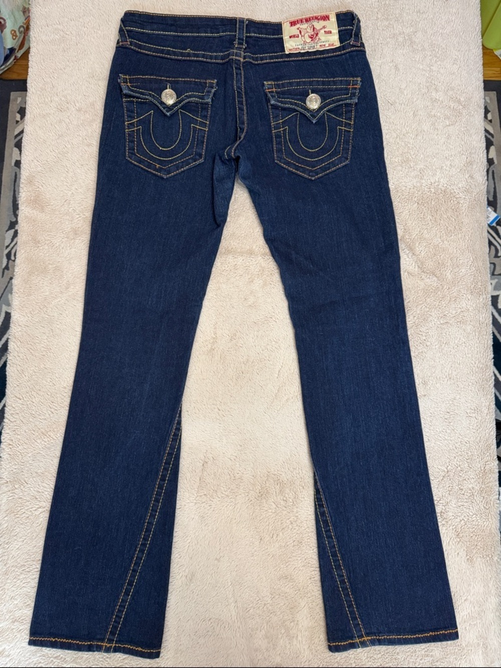 True Religion Joey Super T Indigo Dark Wash Flared Leg Jeans sz 31 - Picture 12 of 12